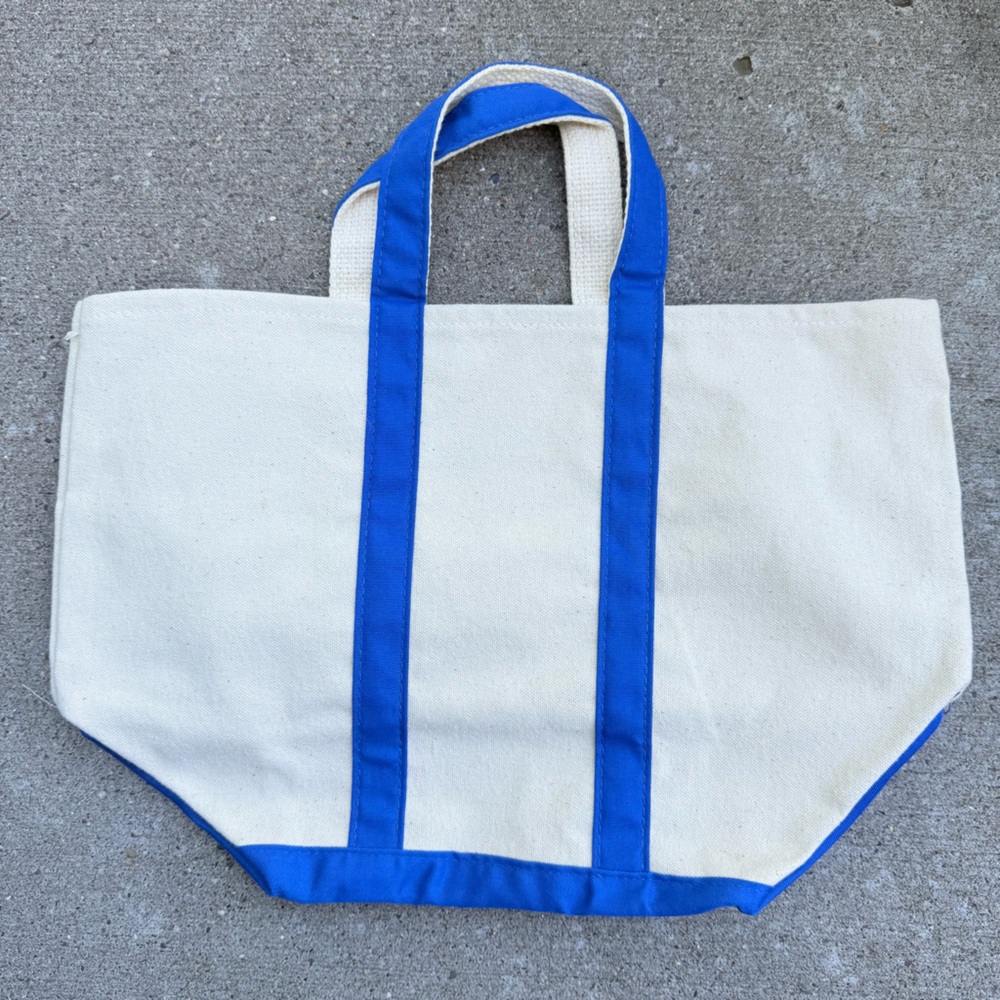 Vintage Bloomie’s Canvas Tote Bag in Cream Blue 15.5” by 10.5” - Picture 5 of 7